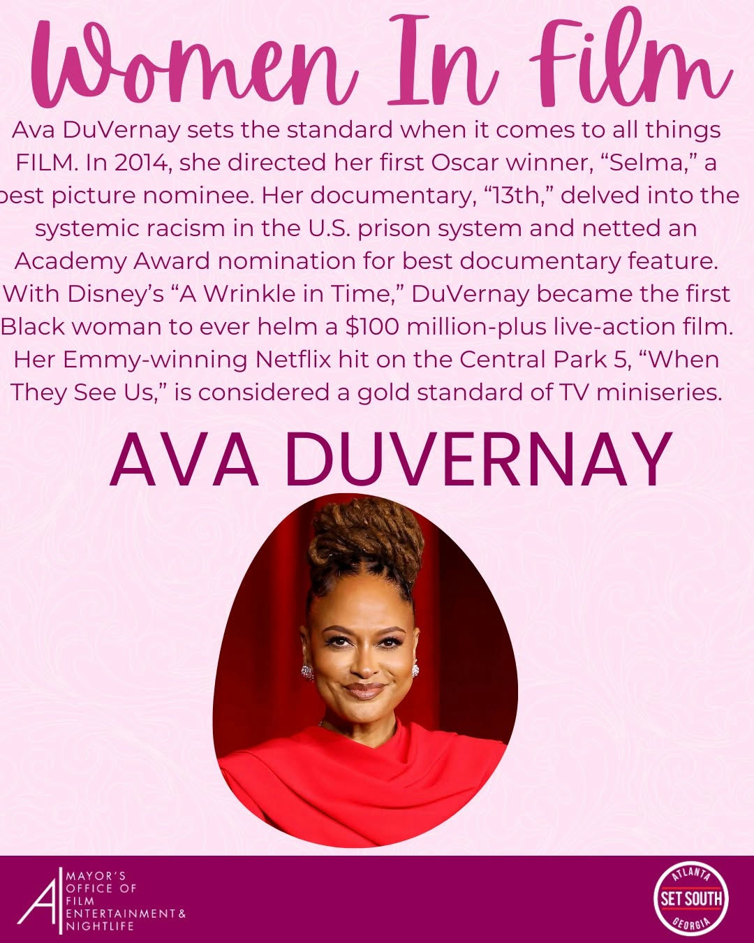 Women in Film Wednesday: Trailblazing Directors & Storytellers This week, celebrate the visionary directors shaping the future of cinema. Ava DuVernay, Greta Gerwig, Julie Dash, and Gina Prince-Bythewood have broken barriers, redefined storytelling, and left an undeniable mark on the industry. From the powerful historical narratives of Selma and The Woman King to the groundbreaking artistry of Daughters of the Dust and the cultural phenomenon of Barbie, their work continues to inspire and elevate voices in film. Join the conversation and share your favorite films or moments from these trailblazing filmmakers in the comments. Event Details: Women in Film Wednesday: Trailblazing Directors & Storytellers This special event honors the bold women directors transforming the film industry. Explore their impact, discuss their work, and gain insight into the art and business of filmmaking. Call to Action: Register now to be part of this inspiring conversation. They're offering free admission, but space is limited. Secure a spot today. [Insert Registration Link Here] WFW is a must-attend event for film lovers, industry professionals, and aspiring storytellers. Don't miss out. WFW is presented by Set South ATL in celebration